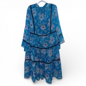 Modcloth Blue Floral Midi Dress